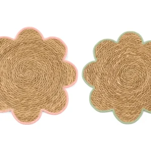 Nuvole di Stoffa Tovaglietta Americana in Rattan Sagomata a Fiore con Profilo Colorato