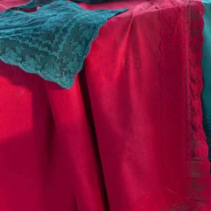 L'Atelier 17  Tovaglia Copritavolo Piper Rosso con Pizzo mis 150×220